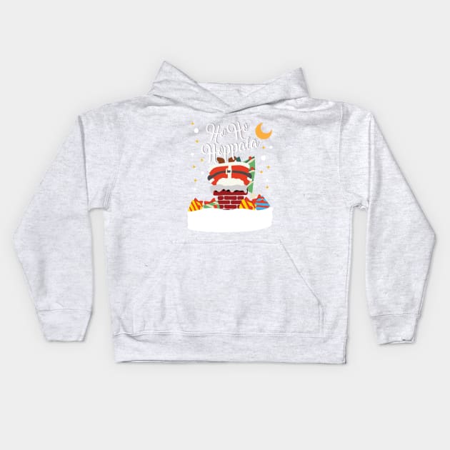 Christmas Santa Claus in chimney funny Kids Hoodie by Kingluigi